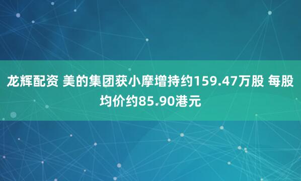 龙辉配资 美的集团获小摩增持约159.47万股 每股均价约85.90港元