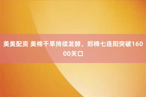 美美配资 美棉干旱持续发酵，郑棉七连阳突破16000关口