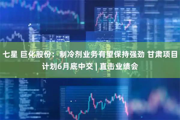 七星 巨化股份:制冷剂业务有望保持强劲 甘肃项目计划6月底中交 | 直击业绩会