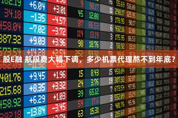 股E融 航段费大幅下调，多少机票代理熬不到年底？