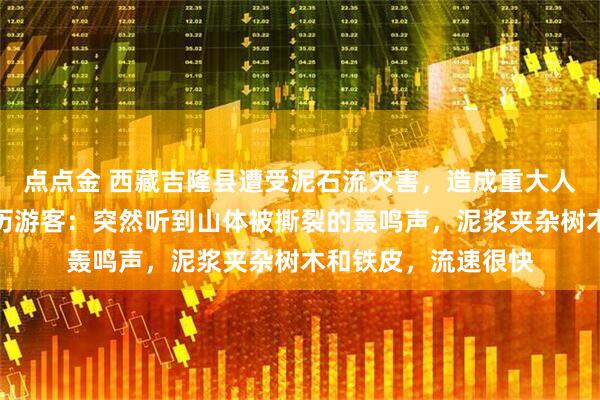 点点金 西藏吉隆县遭受泥石流灾害，造成重大人员伤亡、失联，亲历游客：突然听到山体被撕裂的轰鸣声，泥浆夹杂树木和铁皮，流速很快